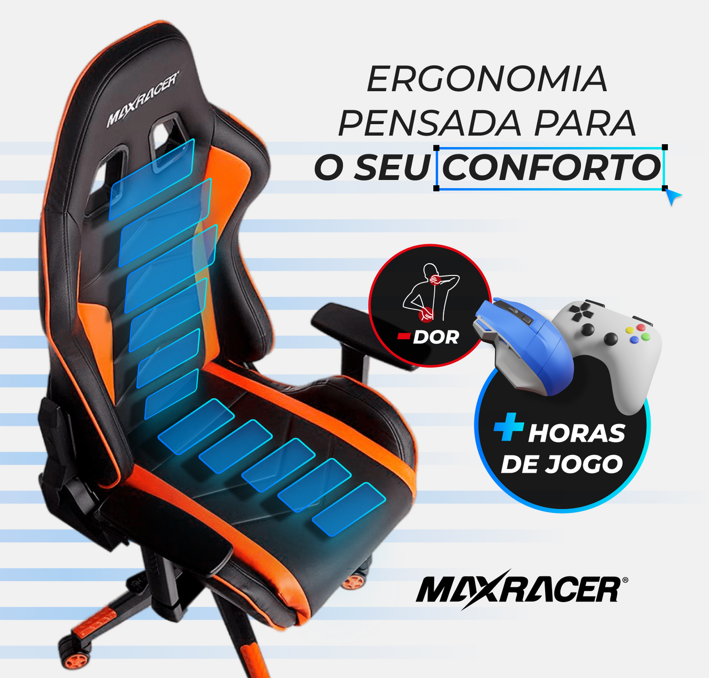 Cadeira Gamer MaxRacer Tactical Laranja