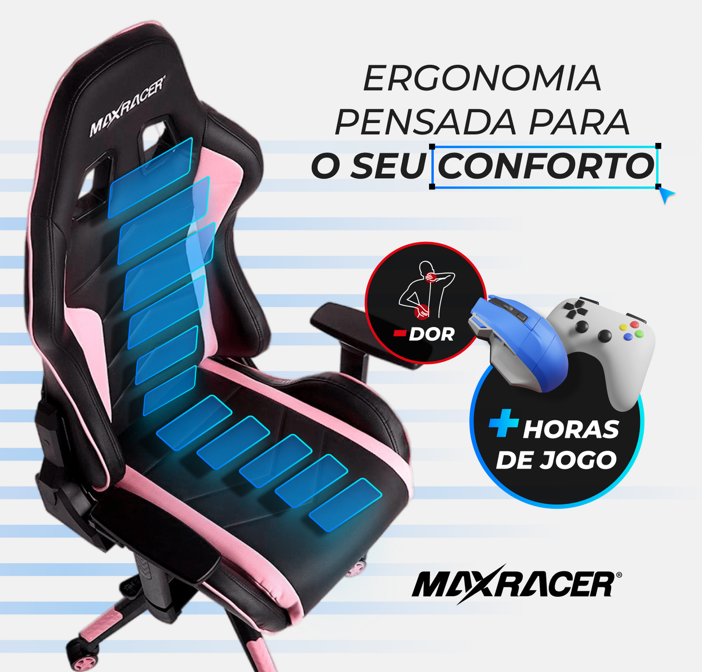 Cadeira Gamer MaxRacer Tactical Rosa