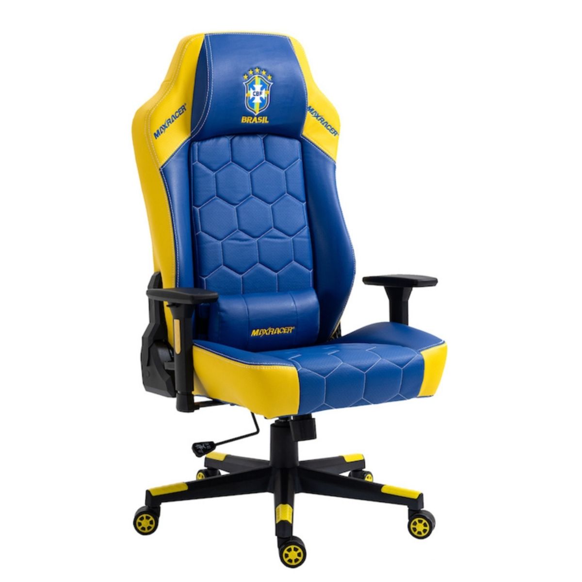 Cadeira Gamer MaxRacer Bunker CBF Azul Amarela